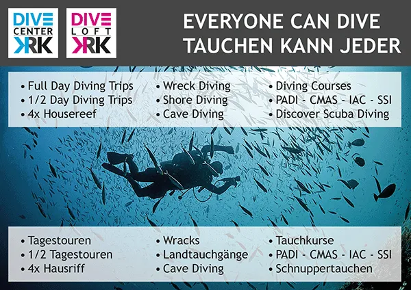 Unser Angebot: Tagestouren, Wracktauchgänge, Landtauchen