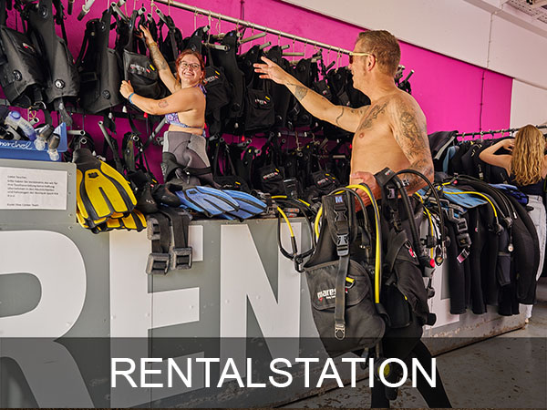 Ausrüstungsraum mit Rental Station | DIVE LOFT KRK
